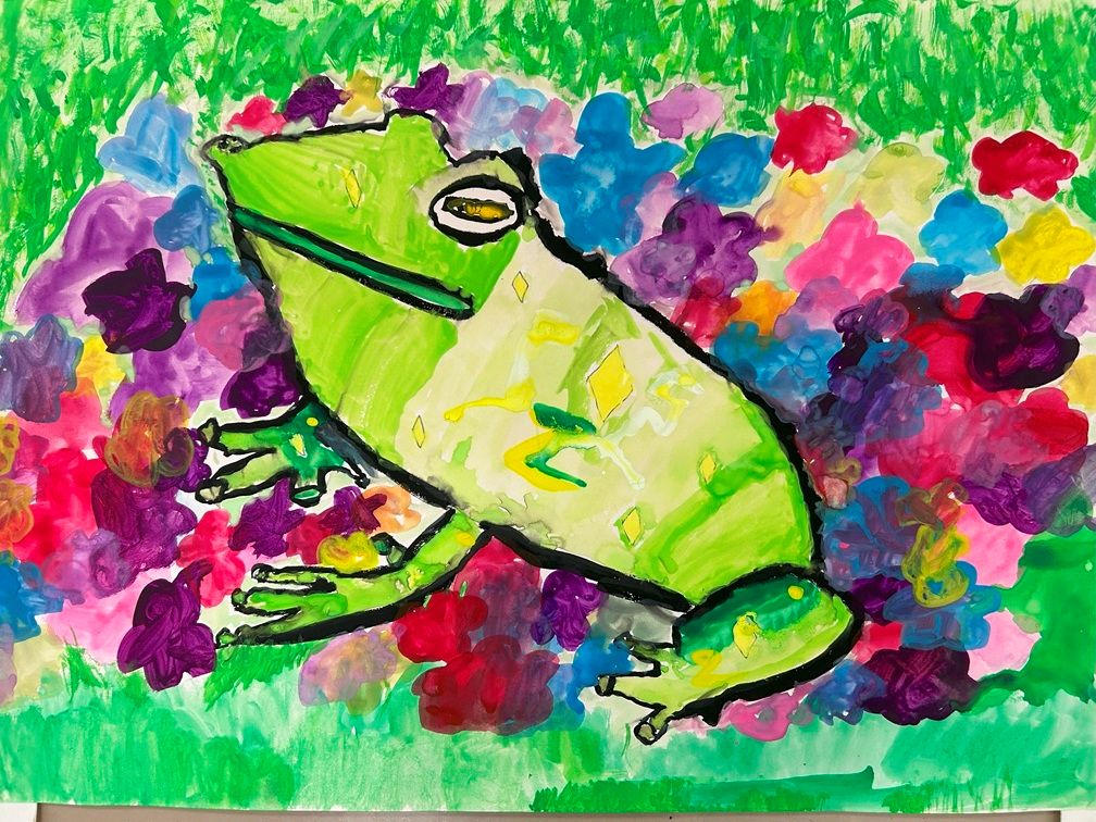 お花畑のかえる